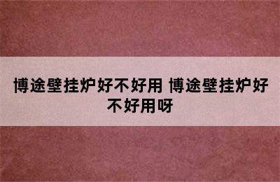 博途壁挂炉好不好用 博途壁挂炉好不好用呀